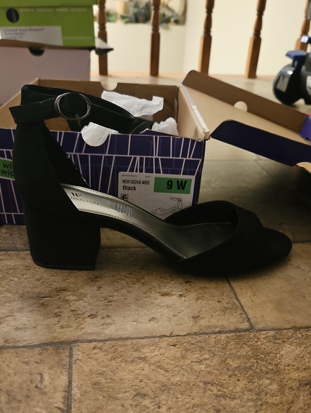 Black Ankle Strap Block Heel Sandal - 9W